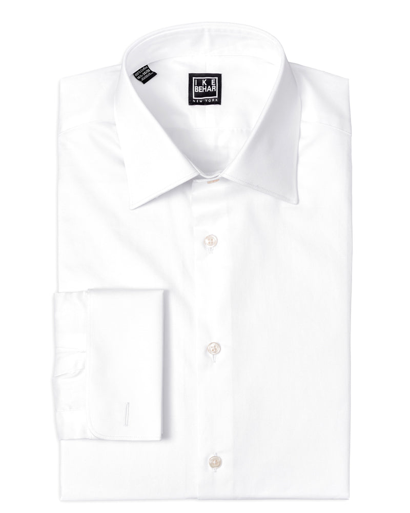 White Twill French Cuff Dress Shirt ...